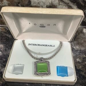 Roma Silver Necklace with Green and Blue Accents